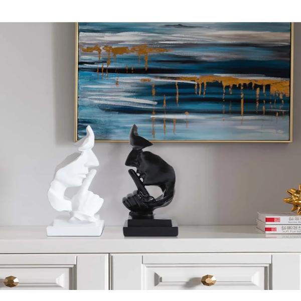 Nordische abstrakte Kunst-Denkerstatue & Schweigen ist Gold-Denkerstatue