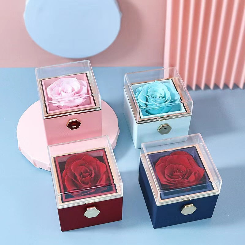 ROSEBOX Rotatable Preserved Rose Jewelry Box