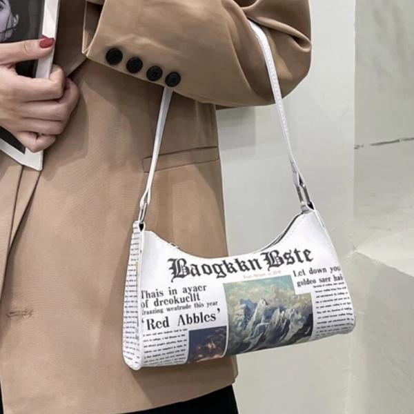 Fashion Newspaper Purse Clutch Bag
