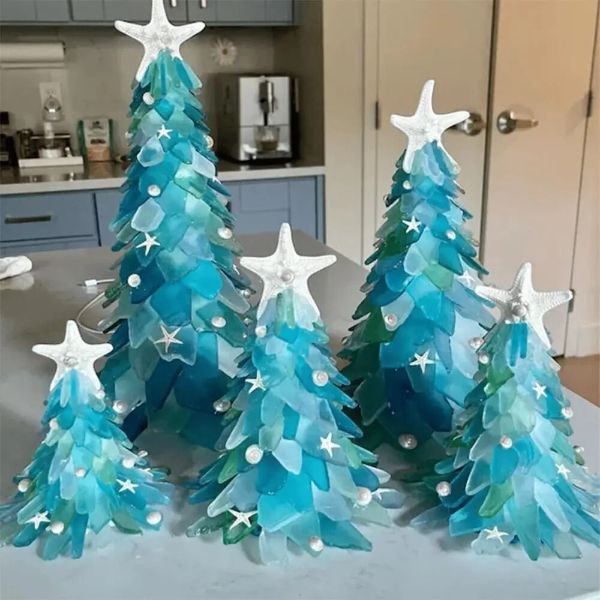 シーグラスの手作りクリスマスツリー