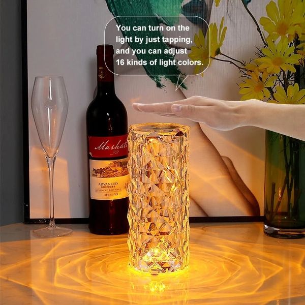 Touch Control Rose Crystal Lamp