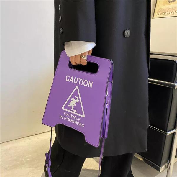 Novelty Caution Sign Tote Handbag