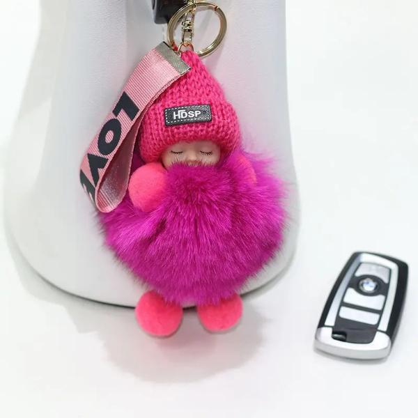 GRATIS GESCHENK Pompom Schlafendes Baby Plüsch Schlüsselanhänger