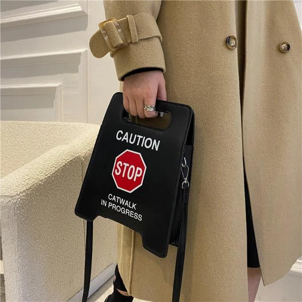 Novelty Caution Sign Tote Handbag