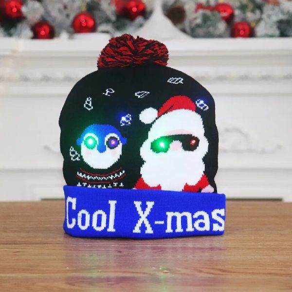 Weihnachts-LED-Bean-Strickmütze
