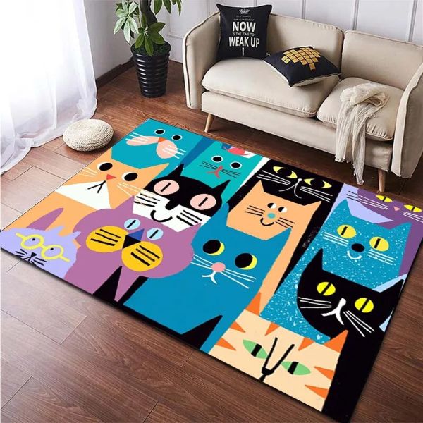 リビングルームの猫の装飾フロアマット