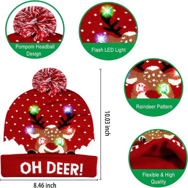 Weihnachts-LED-Bean-Strickmütze