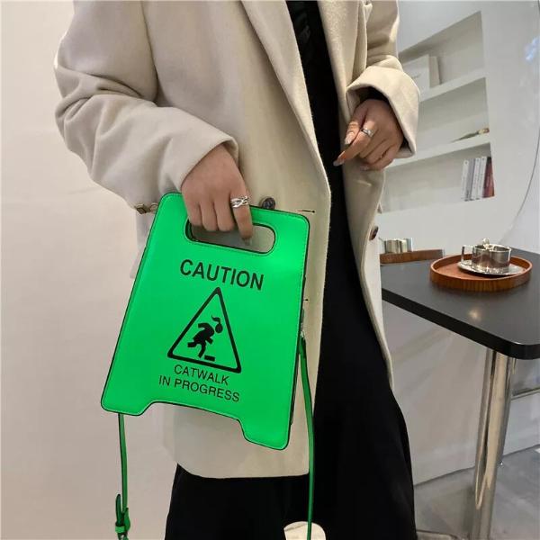 Novelty Caution Sign Tote Handbag