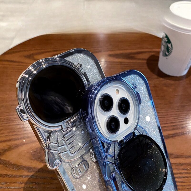 iPhone用グリッター宇宙飛行士電話ケース(完全保護)