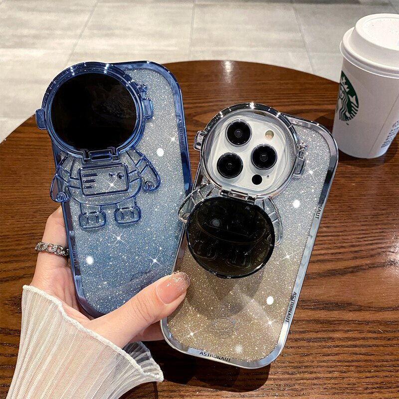 iPhone用グリッター宇宙飛行士電話ケース(完全保護)