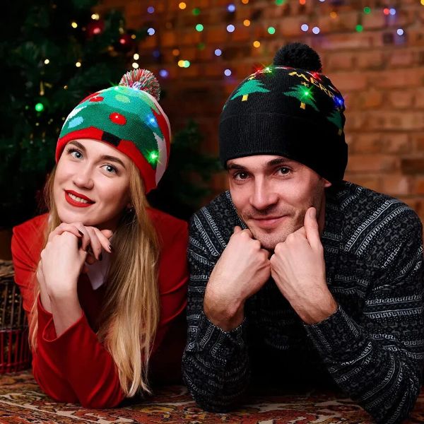 Weihnachts-LED-Bean-Strickmütze
