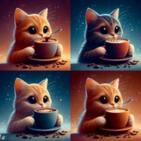 Kaffeekatze Digitale Kunst (4er Set)