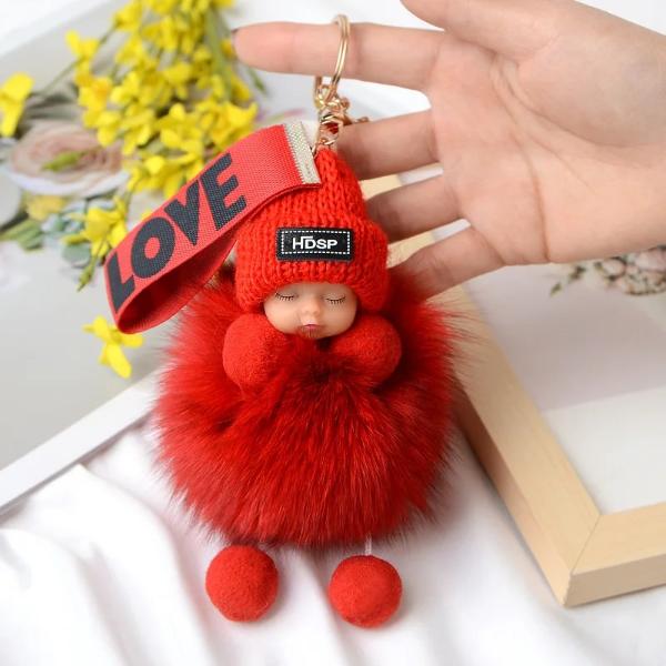 GRATIS GESCHENK Pompom Schlafendes Baby Plüsch Schlüsselanhänger