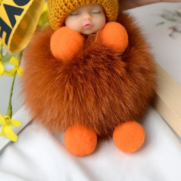 GRATIS GESCHENK Pompom Schlafendes Baby Plüsch Schlüsselanhänger