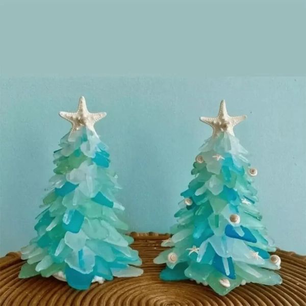 シーグラスの手作りクリスマスツリー