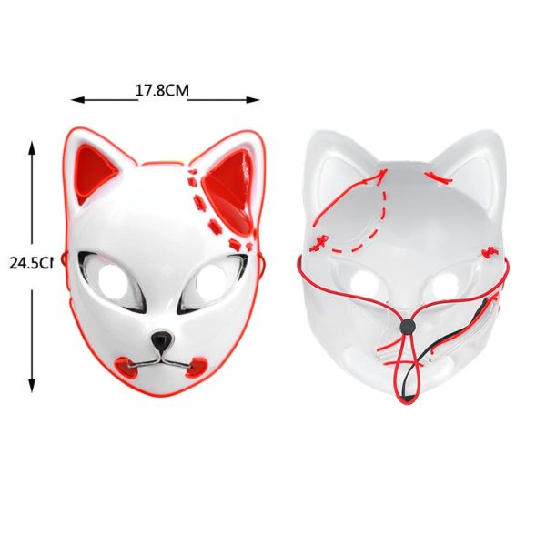 Halloween Demon Slayer Cat Face LED Mask