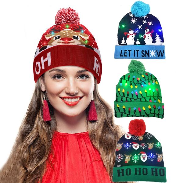 Weihnachts-LED-Bean-Strickmütze