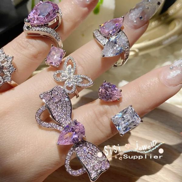 Pink Butterfly Zircon Ring Accessories