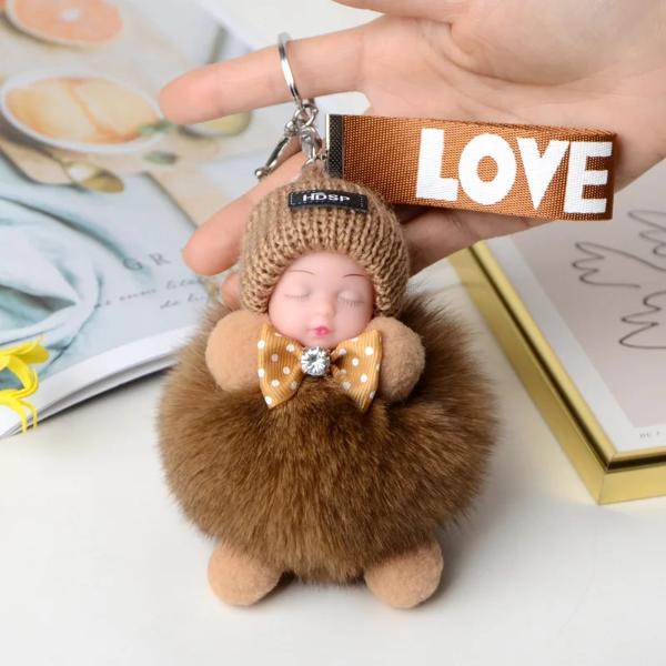 GRATIS GESCHENK Pompom Schlafendes Baby Plüsch Schlüsselanhänger
