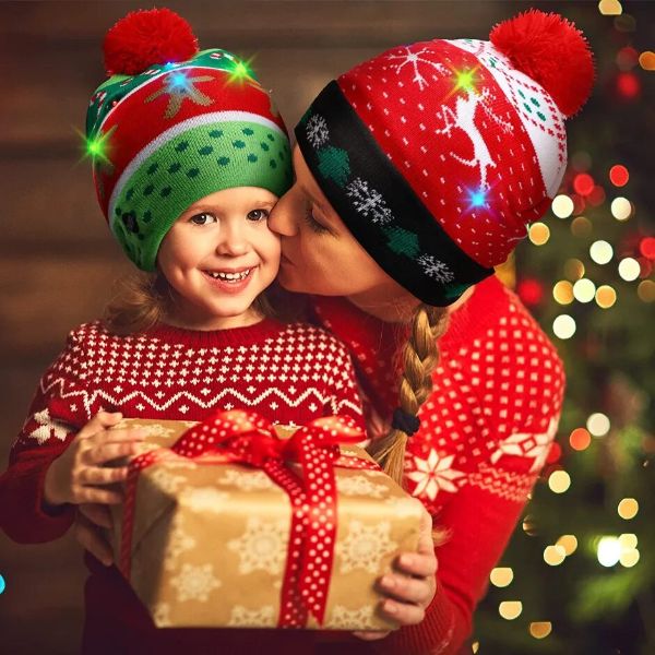 Weihnachts-LED-Bean-Strickmütze