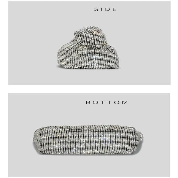 Rhinestone Knotted Handle Women Clutch Handbag
