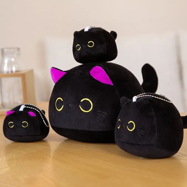 Schwarzes Katzen-Plüschtier & Cousins
