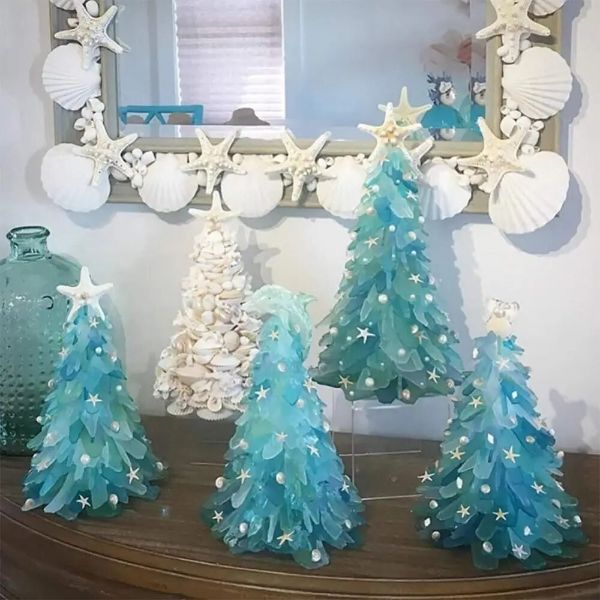シーグラスの手作りクリスマスツリー