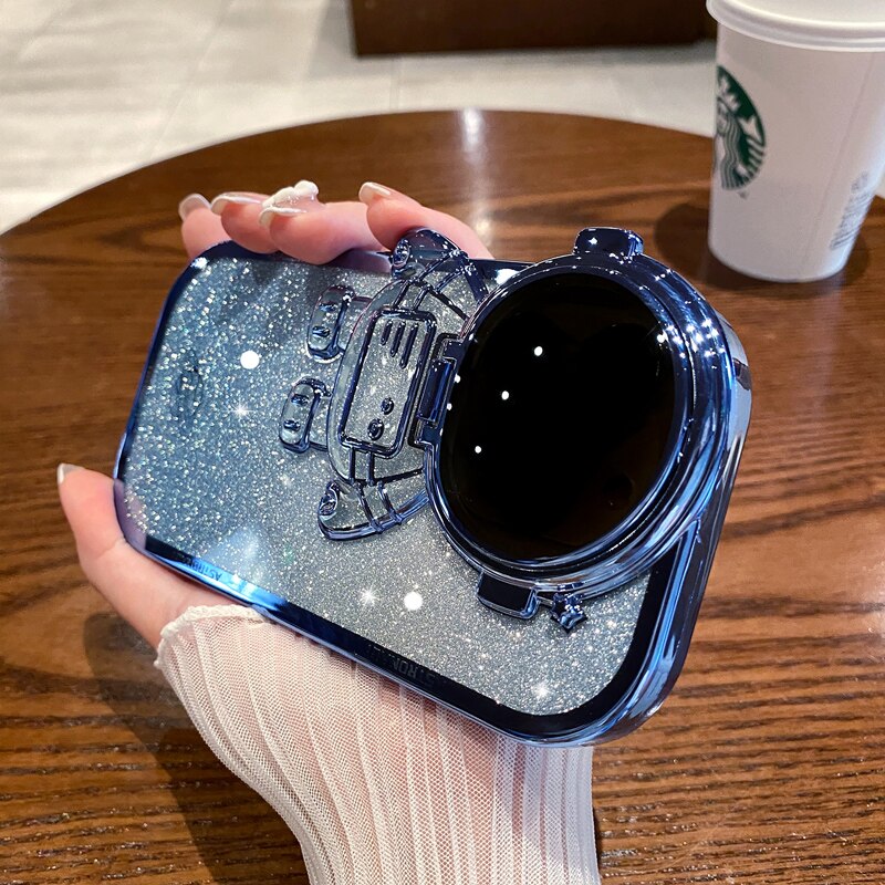 iPhone用グリッター宇宙飛行士電話ケース(完全保護)