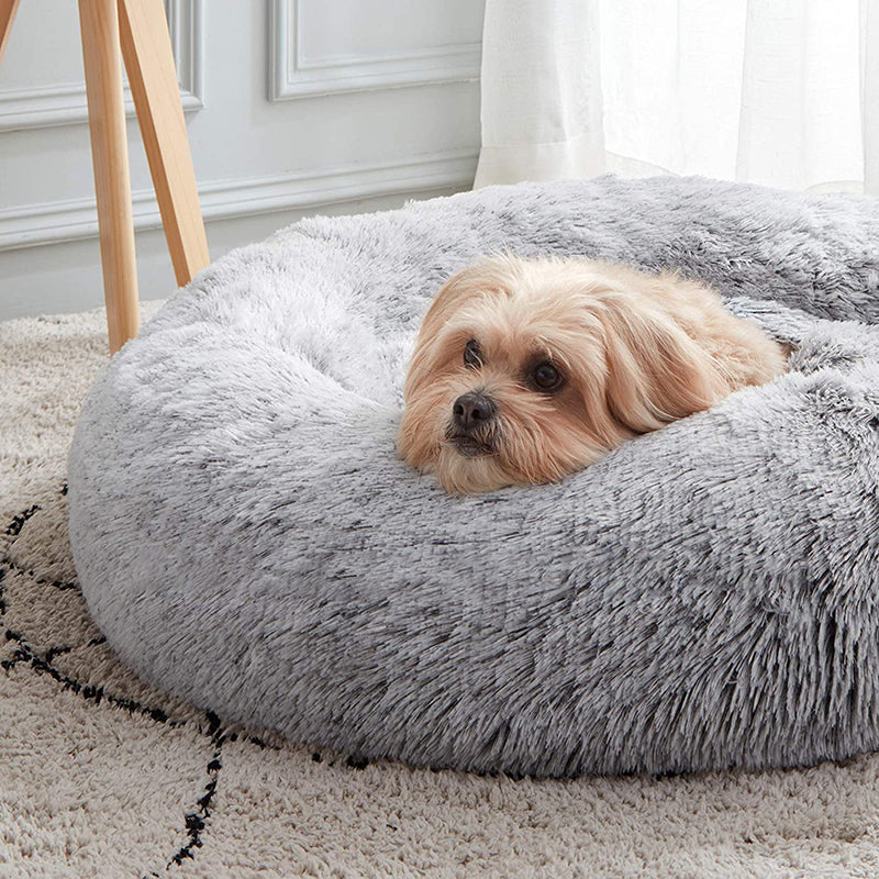 Barkermeow Rundes Plüsch-Donut-Katzen- und Hundebett