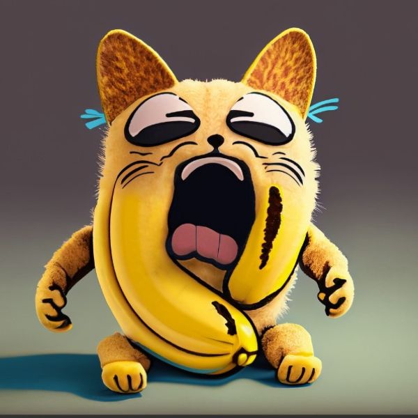 泣いているバナナ猫のぬいぐるみキーチェーン