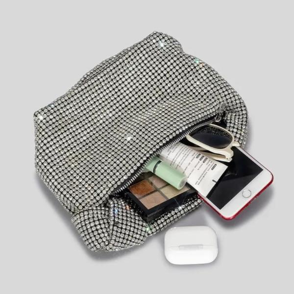 Rhinestone Knotted Handle Women Clutch Handbag