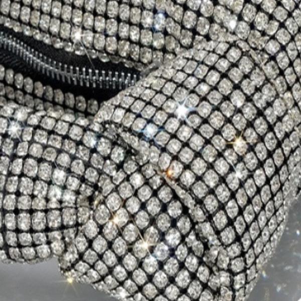 Rhinestone Knotted Handle Women Clutch Handbag