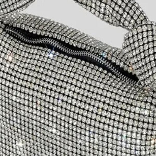 Rhinestone Knotted Handle Women Clutch Handbag