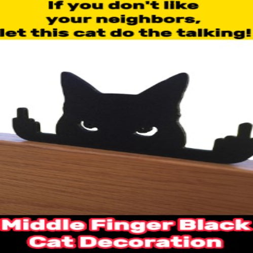 Lustige schwarze Katze Mittelfinger Dekoration Ornament