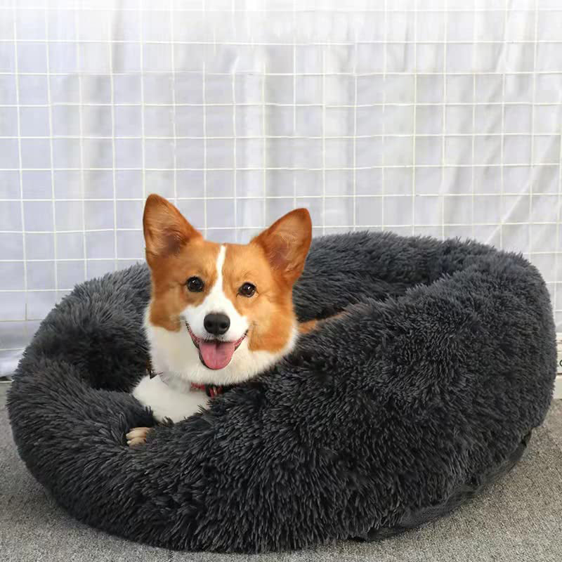Barkermeow Rundes Plüsch-Donut-Katzen- und Hundebett