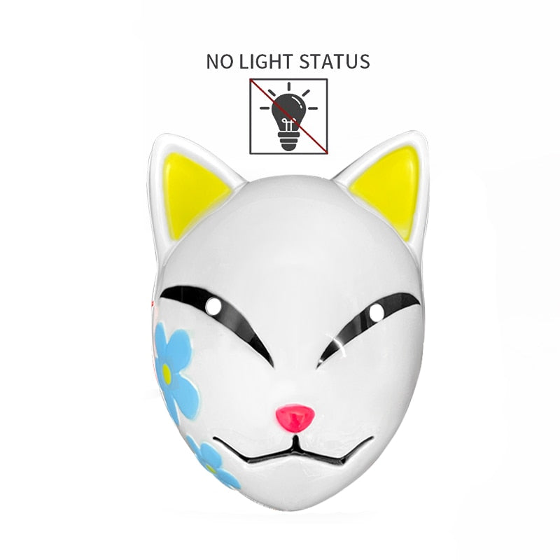 Halloween Demon Slayer Cat Face LED Mask