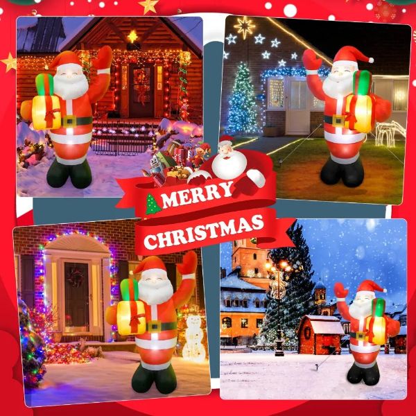 Christmas Inflatable Santa & Gingerbread Man OutDoor Decor )