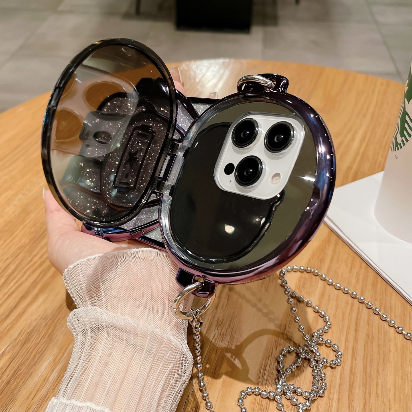 iPhone用グリッター宇宙飛行士電話ケース(レンズ保護ケース)