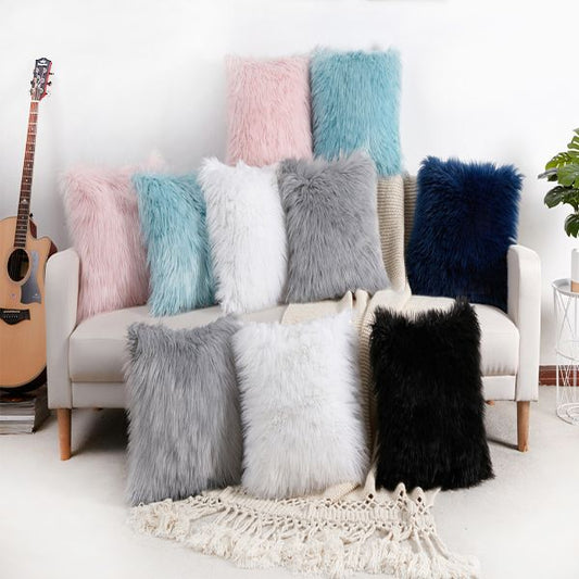 SOFA-LICIOUS Premium Luxury Fluffy Faux Fur Throw Pillow Covers