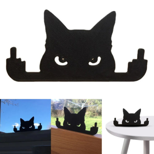 Lustige schwarze Katze Mittelfinger Dekoration Ornament