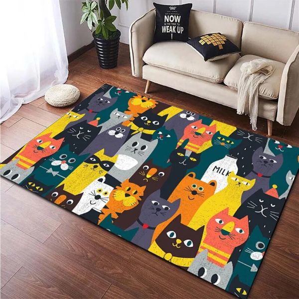 リビングルームの猫の装飾フロアマット