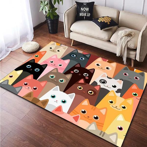 リビングルームの猫の装飾フロアマット