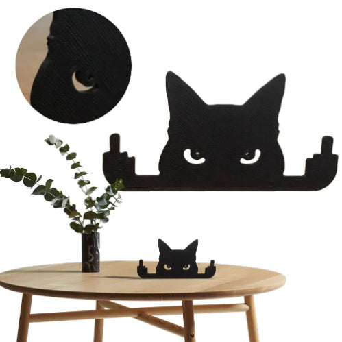 Lustige schwarze Katze Mittelfinger Dekoration Ornament