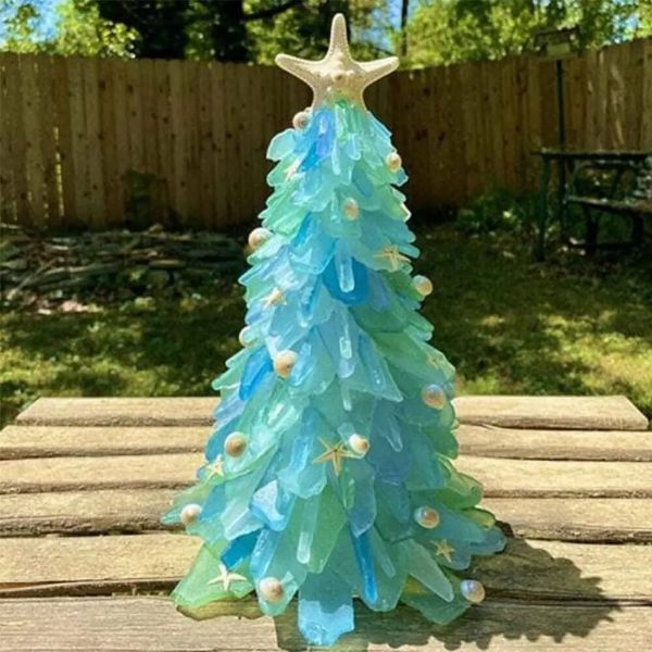 シーグラスの手作りクリスマスツリー