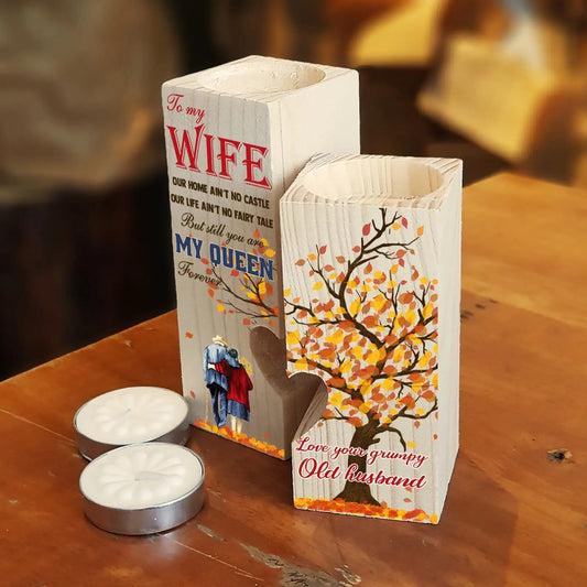 パーソナライズされたハート型の木製キャンドルホルダー