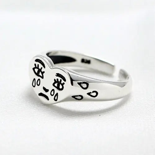 Dianty Damen-Ring mit weinendem Gesicht und stapelbarem Gesichtsring