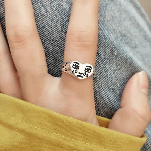 Dianty Damen-Ring mit weinendem Gesicht und stapelbarem Gesichtsring
