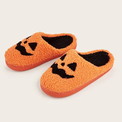 ハロウィーンの不気味なコウモリのカボチャのぬいぐるみスリッパ