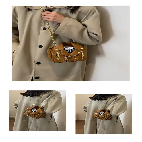 Leather Jacket Chic Biker Bag