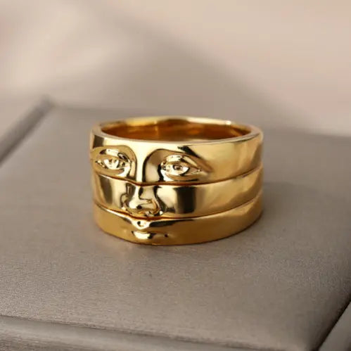 Dianty Damen-Ring mit weinendem Gesicht und stapelbarem Gesichtsring